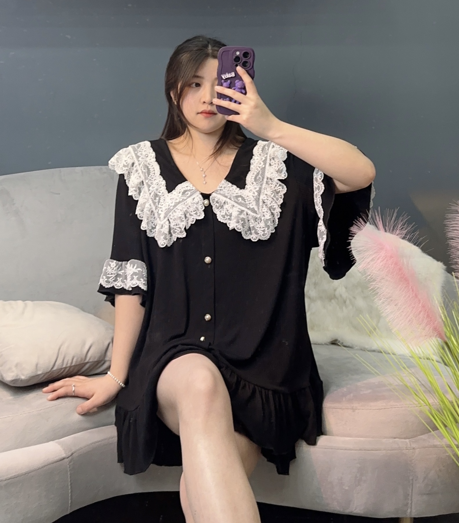 短袖樱桃小熊睡衣夏休闲学生女大码可爱卡通圆领T恤可外穿家居服