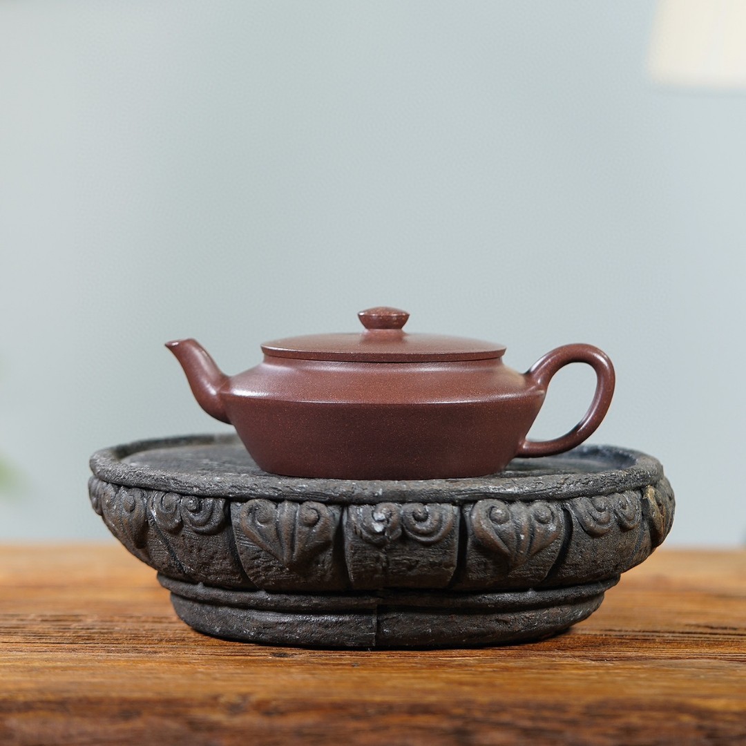 汉扁壶紫玉金砂容量160cc手工薄胎内推