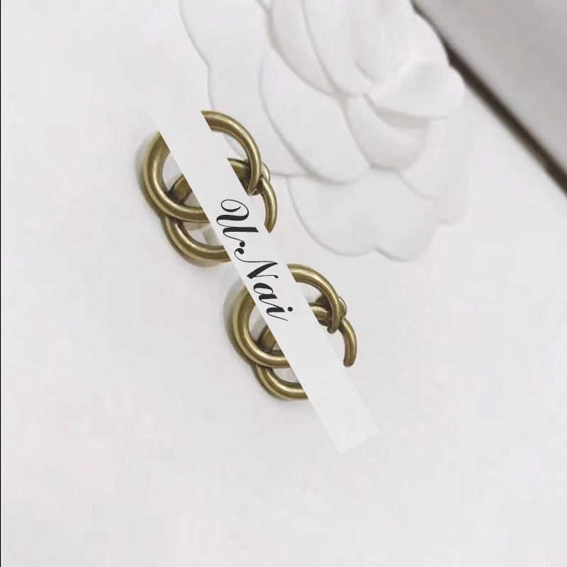 铜合金耳饰 【8847】简易字母金色双G耳钉