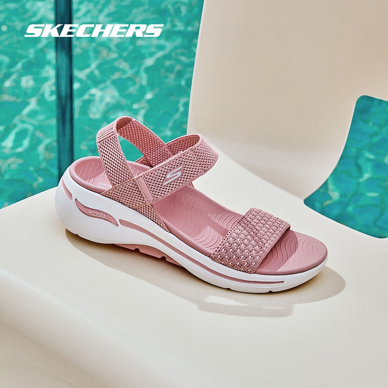 Skechers斯凯奇女鞋140264夏季新款轻质平底一字带凉鞋时尚休闲