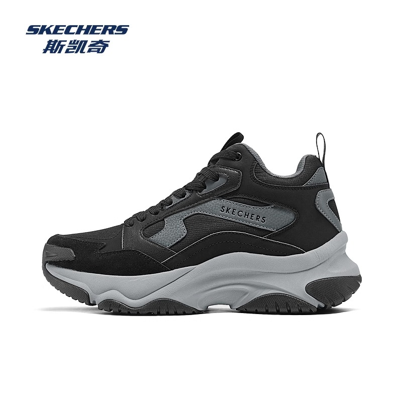 斯凯奇秋冬男鞋高帮厚底运动舒适休闲时尚耐磨加绒百搭男士跑步鞋