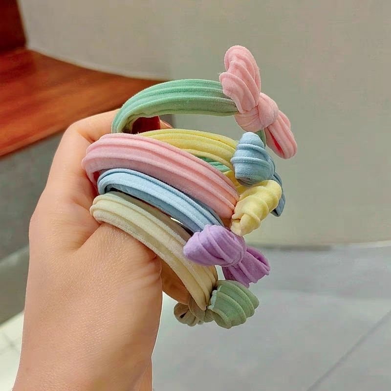 蝴蝶结丸子头发圈甜美韩版彩色少女高弹力糖果色实用耐用简约日常
