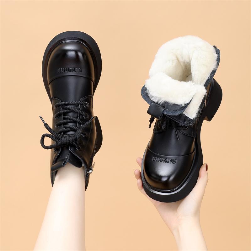 东北大棉鞋雪地靴女冬季皮毛一体加厚加绒短靴马丁靴棉靴