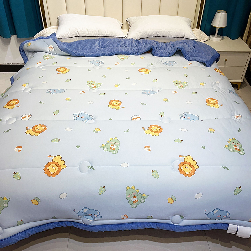 2024新款豆豆绒单人学生宿舍加厚可机洗春秋被AB面双人加绒被子