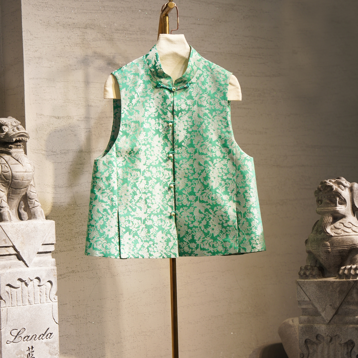 蓝大【碧落】桑蚕丝双开叉马甲6077