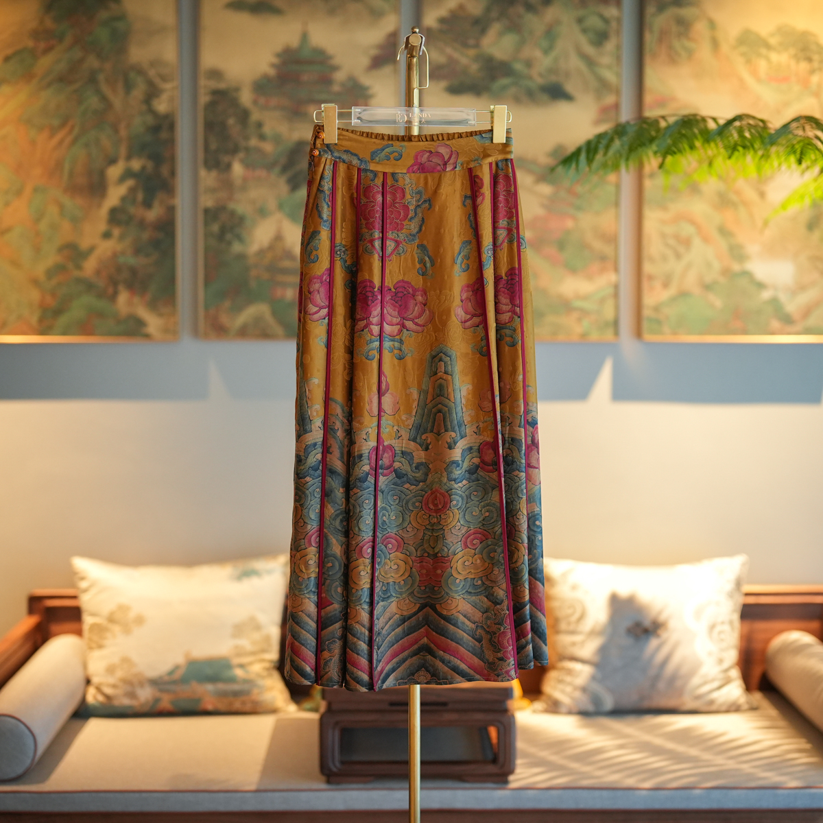 蓝大【枕风】新中式桑蚕丝国风马面裙6904