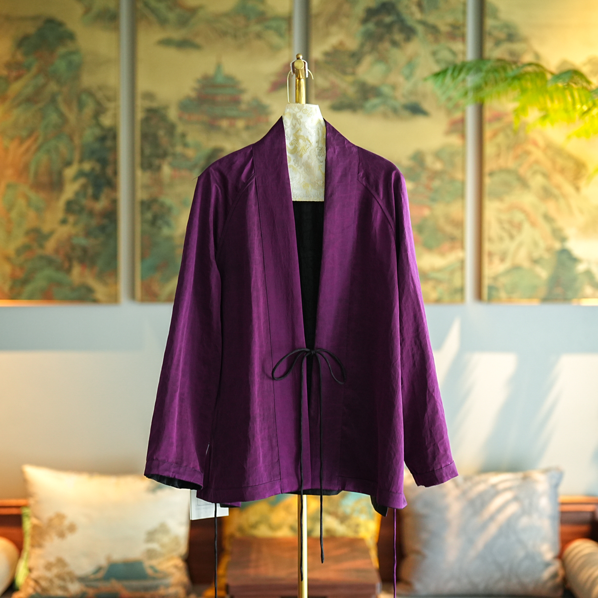 蓝大【雅韵瑞】龟裂纹双面穿外套春季长袖潮流宽松9559