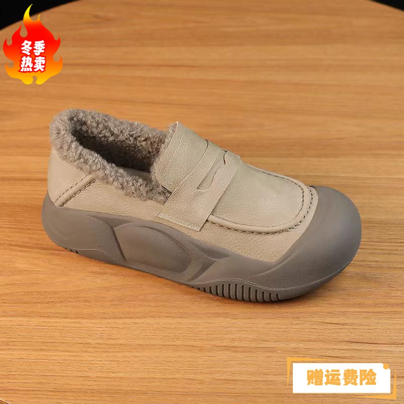 牌懒人一脚蹬棉鞋女厚底2023冬季爆款休闲妈妈鞋软底增高
