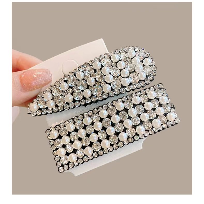 韩版珠珠气质侧边夹轻奢超闪时尚刘海夹满钻