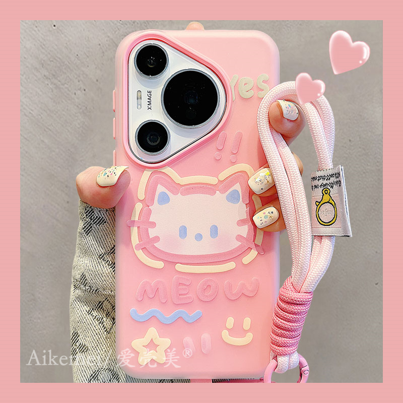 适用华为pura70pro+新款手机壳mate60pro+卡通可爱涂鸦猫咪狗狗女