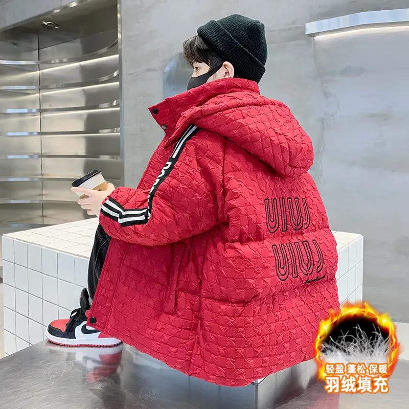 儿童装男童冬装加厚羽绒服2023新款男孩冬季中大童洋气白鸭绒外套