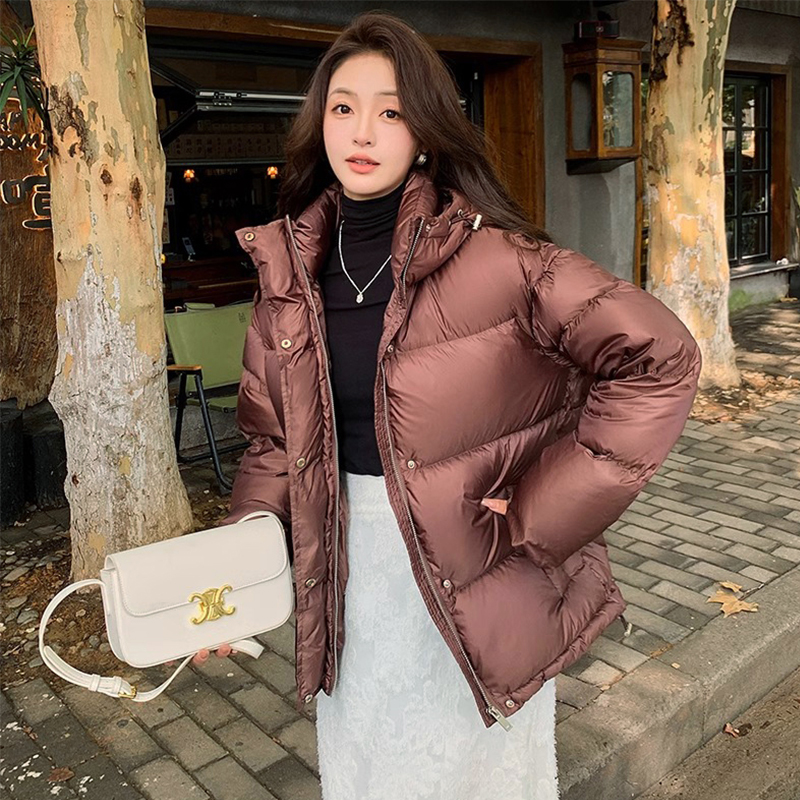 白鸭绒冬季加厚羽绒服女连帽保暖防风时尚休闲百搭大码外套短款