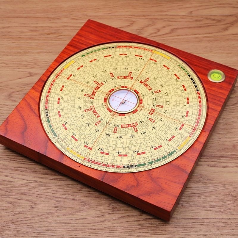 8寸纯铜木质罗盘三合24层强磁玛瑙天池