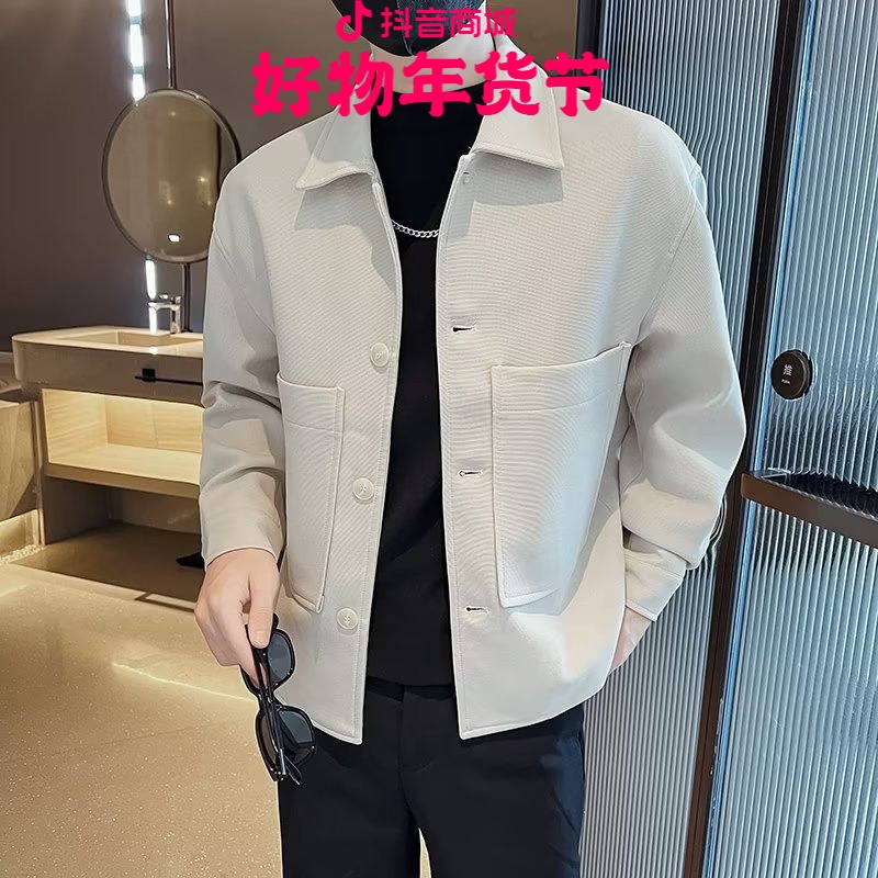 爸爸宽松外套韩版新款修身感牌秋冬法式工装夹克百搭