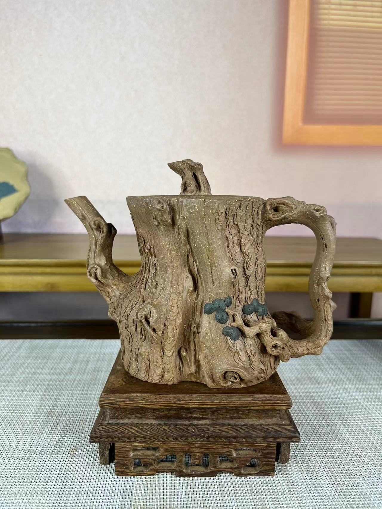 宜兴原矿紫砂全手工老壶原创松桩壶紫砂壶纯手工茶壶树桩段泥茶具