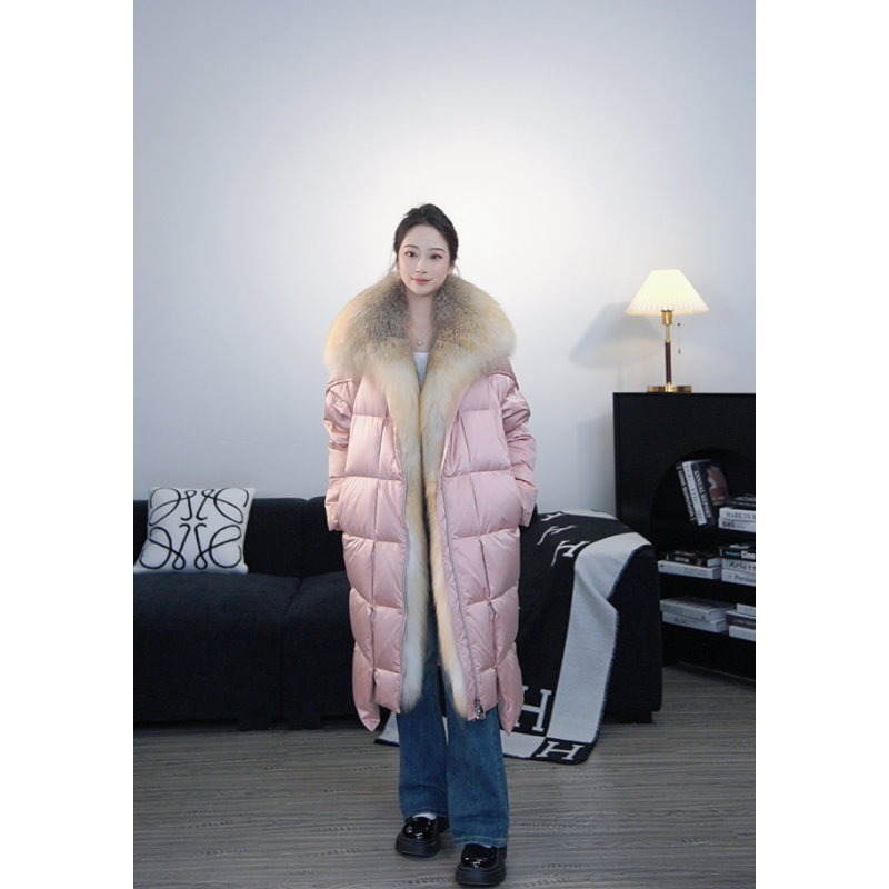 羽绒服女白鹅绒高奢品质加厚防寒时尚休闲长款鹅绒服