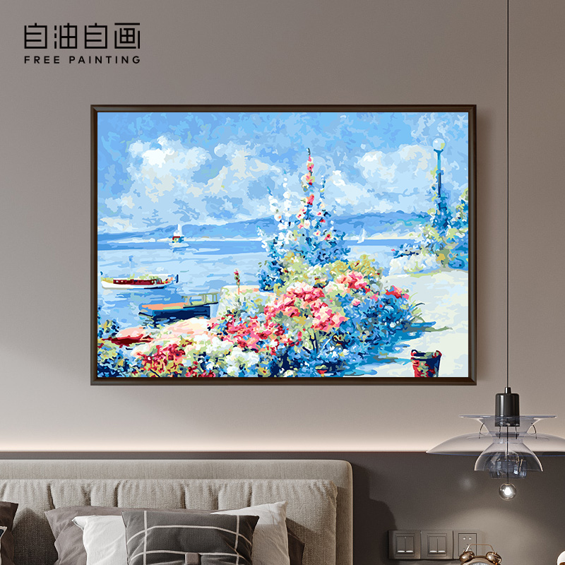 自油自画数字品质手工填色品质书房丙烯画宫廷数字油画装饰画名画