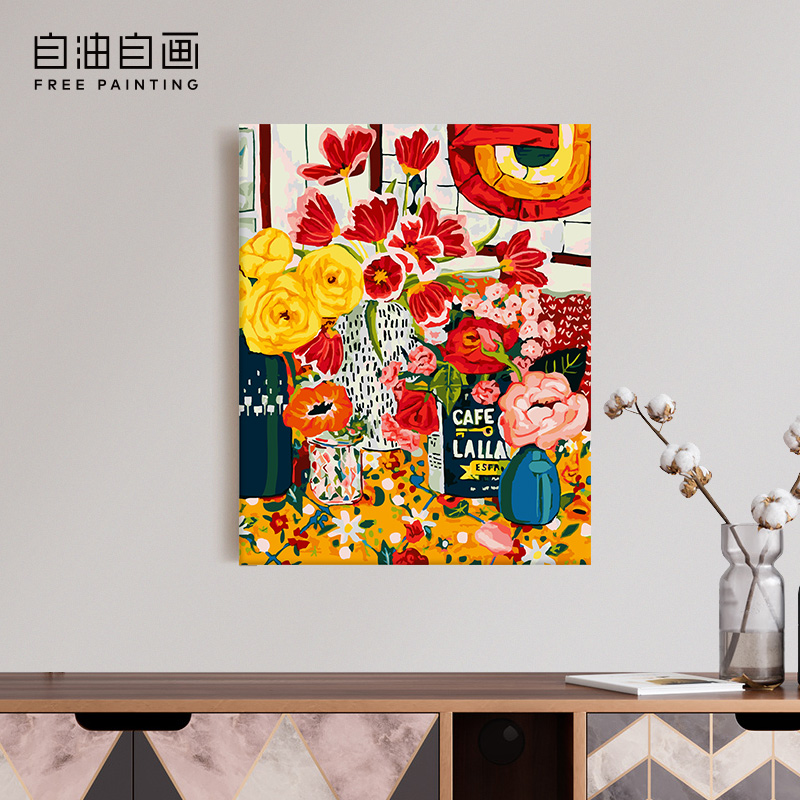 diy数字油画零基础画画解压休闲手工手绘填色油彩画客厅装饰画