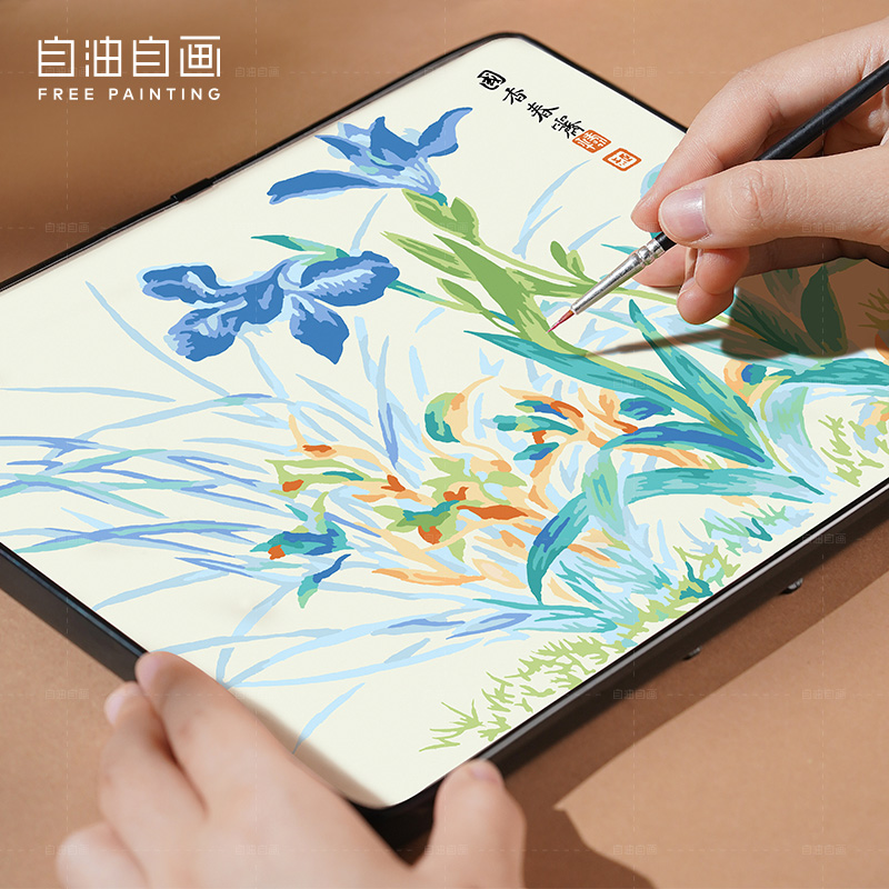数字油画填色摆件画高级感桌面油画摆台画油画diy填色桌面小摆件