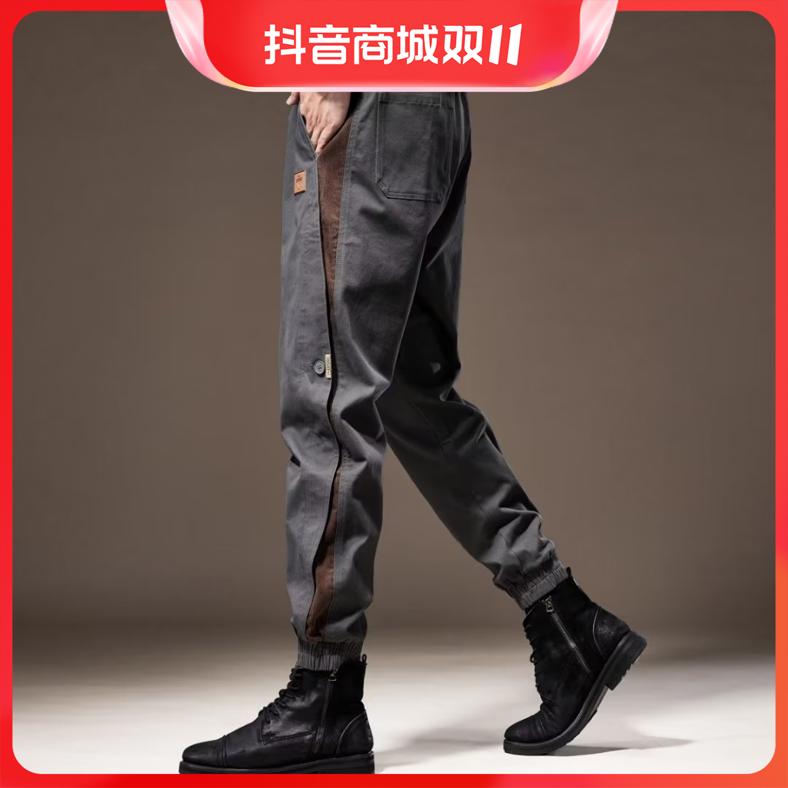 工装裤男宽松束脚休闲裤秋季设计感大码裤子男个性帅气哈伦裤