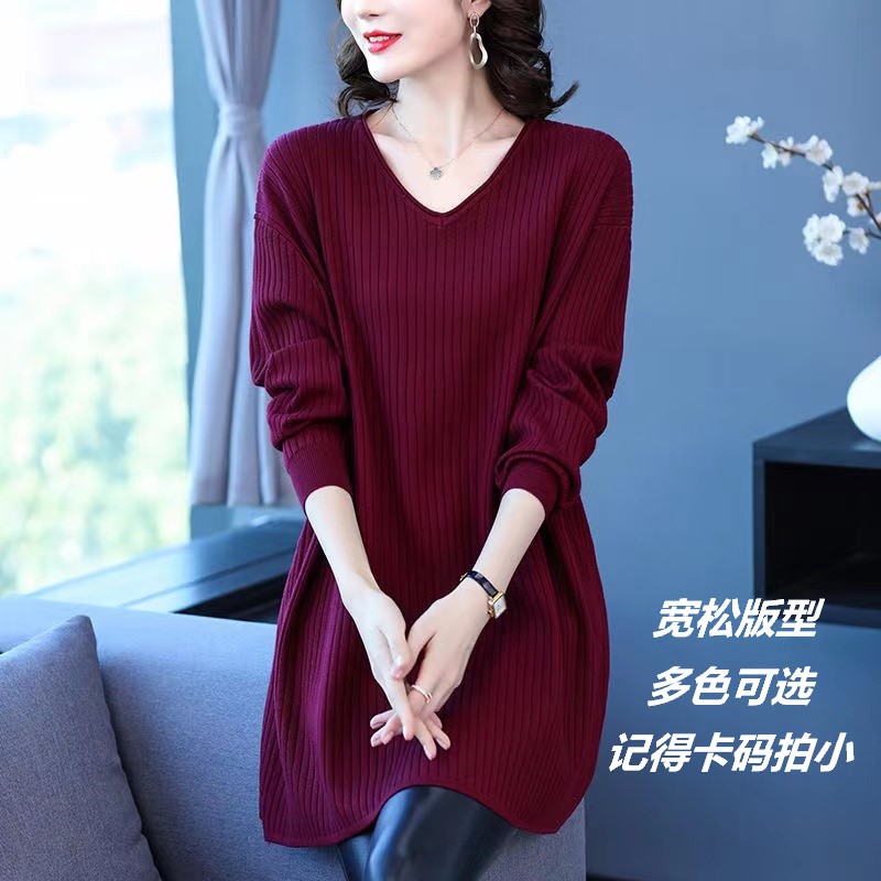 秋季女款衣服宽松大码针织连衣裙秋款时尚女装休闲百搭爆款裙子