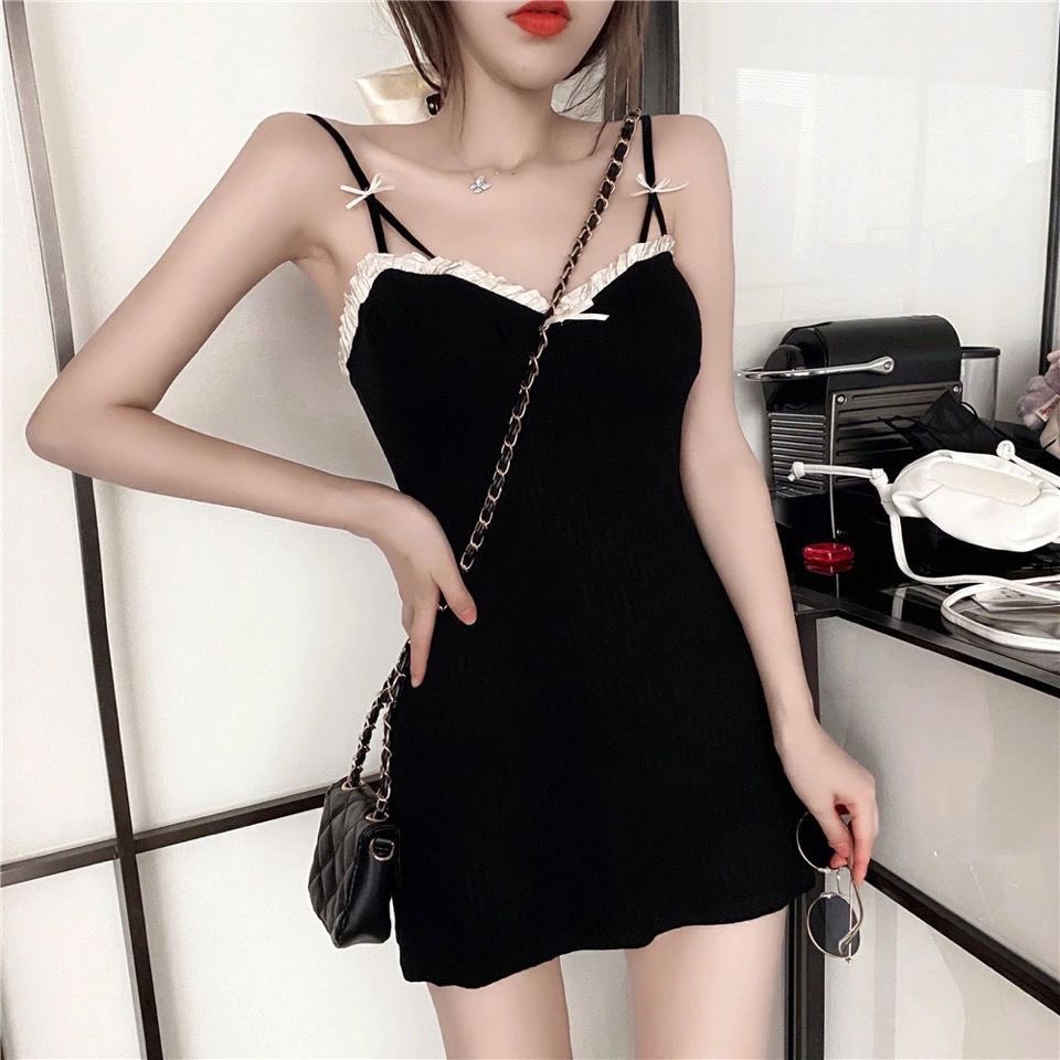 性感睡衣女夏季薄款辣妹蕾丝花边露背包臀修身私房吊带睡裙纯欲