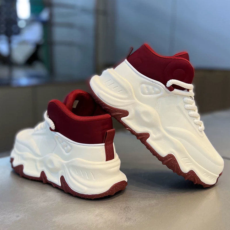 秋季加绒保暖男鞋新款时尚厚底老爹鞋潮流小白鞋休闲运动鞋子