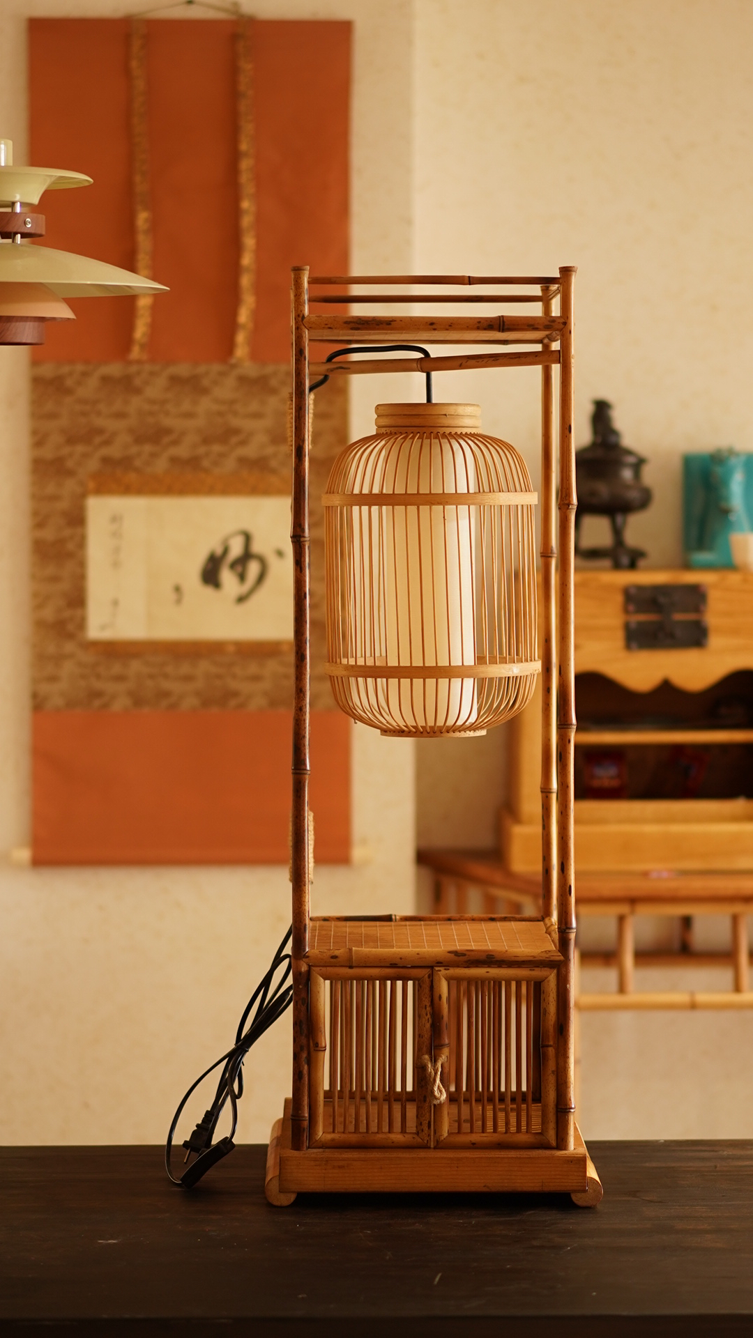 手工新中式复古竹制落地灯