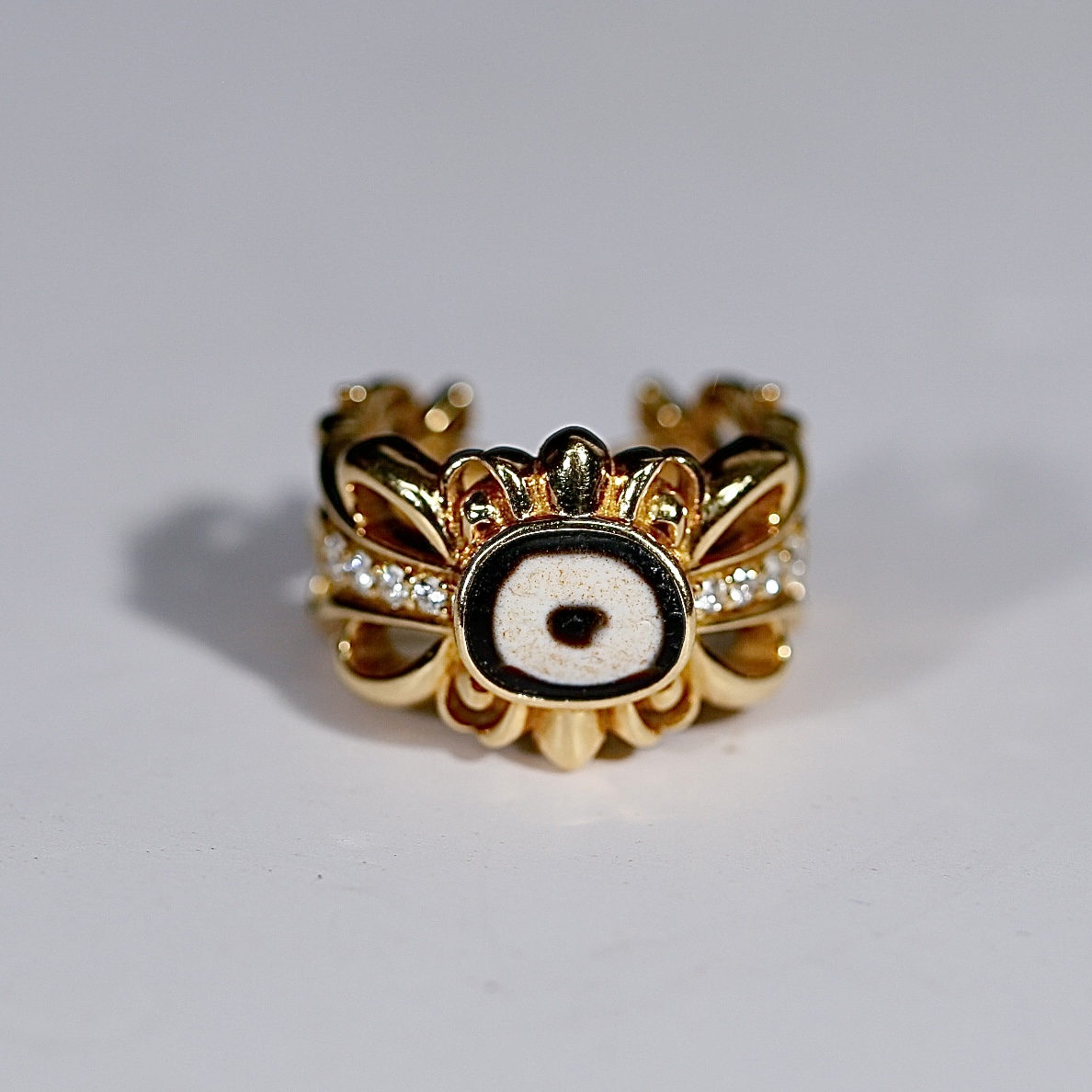  爆满红砂台一玛瑙天珠戒指18K金豪镶戒指 圈口可调节 11.6克