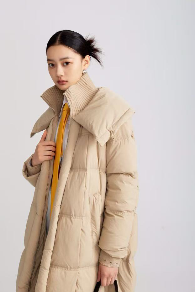 商场同款白鸭绒羽绒服冬季新休闲气质通勤长款外套白鸭绒羽绒服