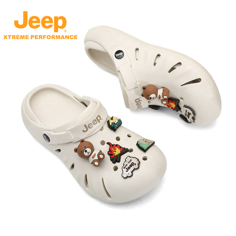 JEEP/吉普休闲洞洞鞋透气情侣夏季软底防滑潮流ins包头外穿厚底