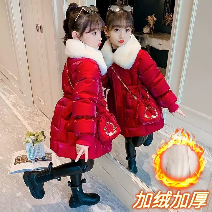 女童棉衣2023新款拜年服公主风韩版棉衣加绒加厚棉服外套国潮儿童