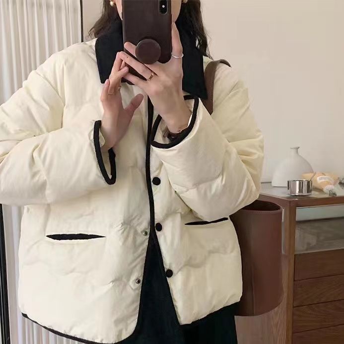 波司澄2023新款轻薄羽绒服女冬季韩版小个子小香风短款翻领90白鸭