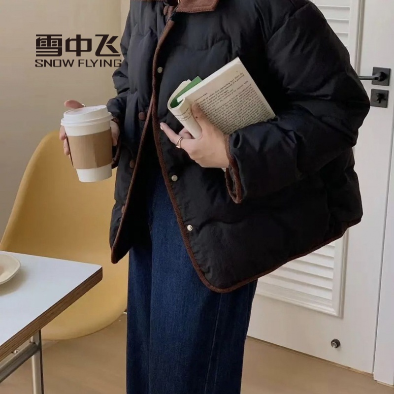 雪中飞羽绒服羽绒服女冬季韩版宽松棉衣甜美舒适文艺小香风棉袄短
