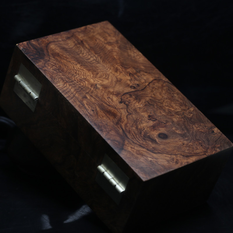 海南黄花梨瘤疤水波首饰盒