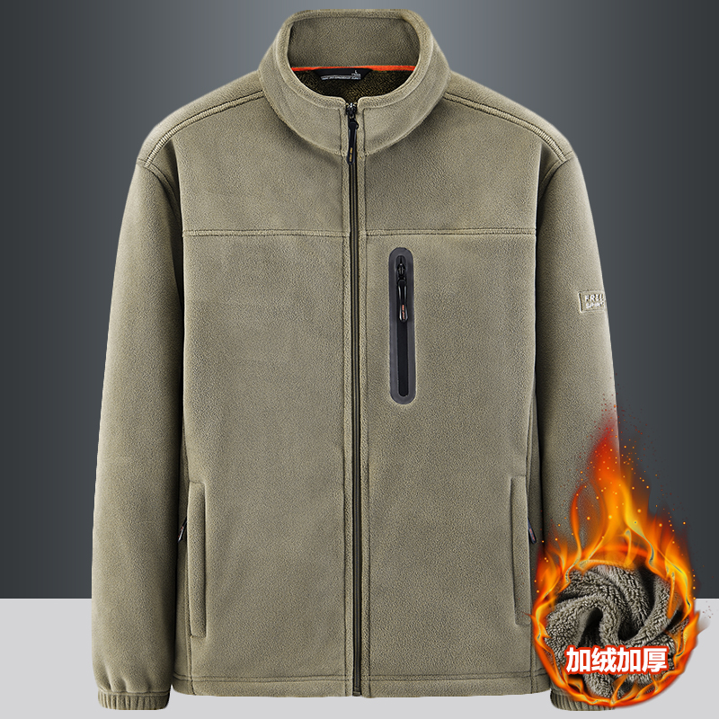 【加绒加厚】秋冬加厚摇粒绒外套男户外防风抗寒加绒卫衣抓绒衣8918