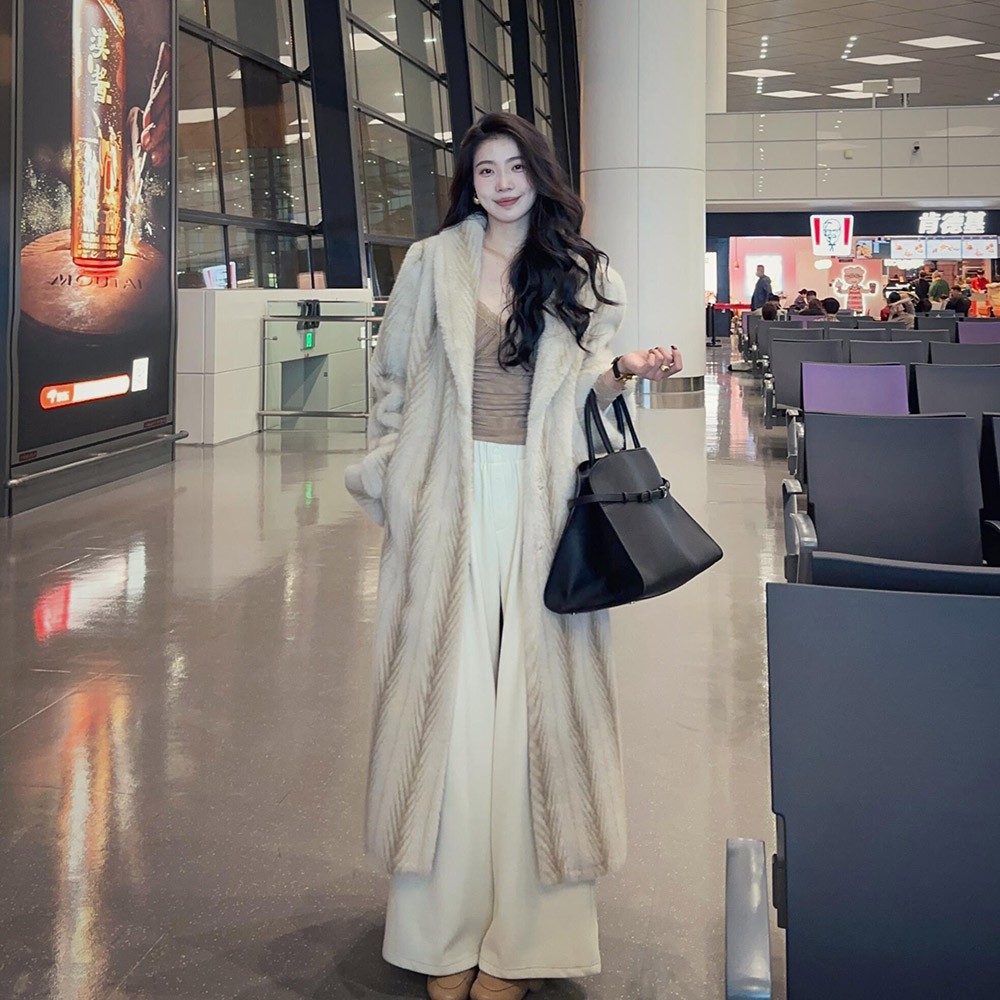 人造皮草 人造皮草中长款大挽袖大衣2025冬新款气质加厚外套显瘦