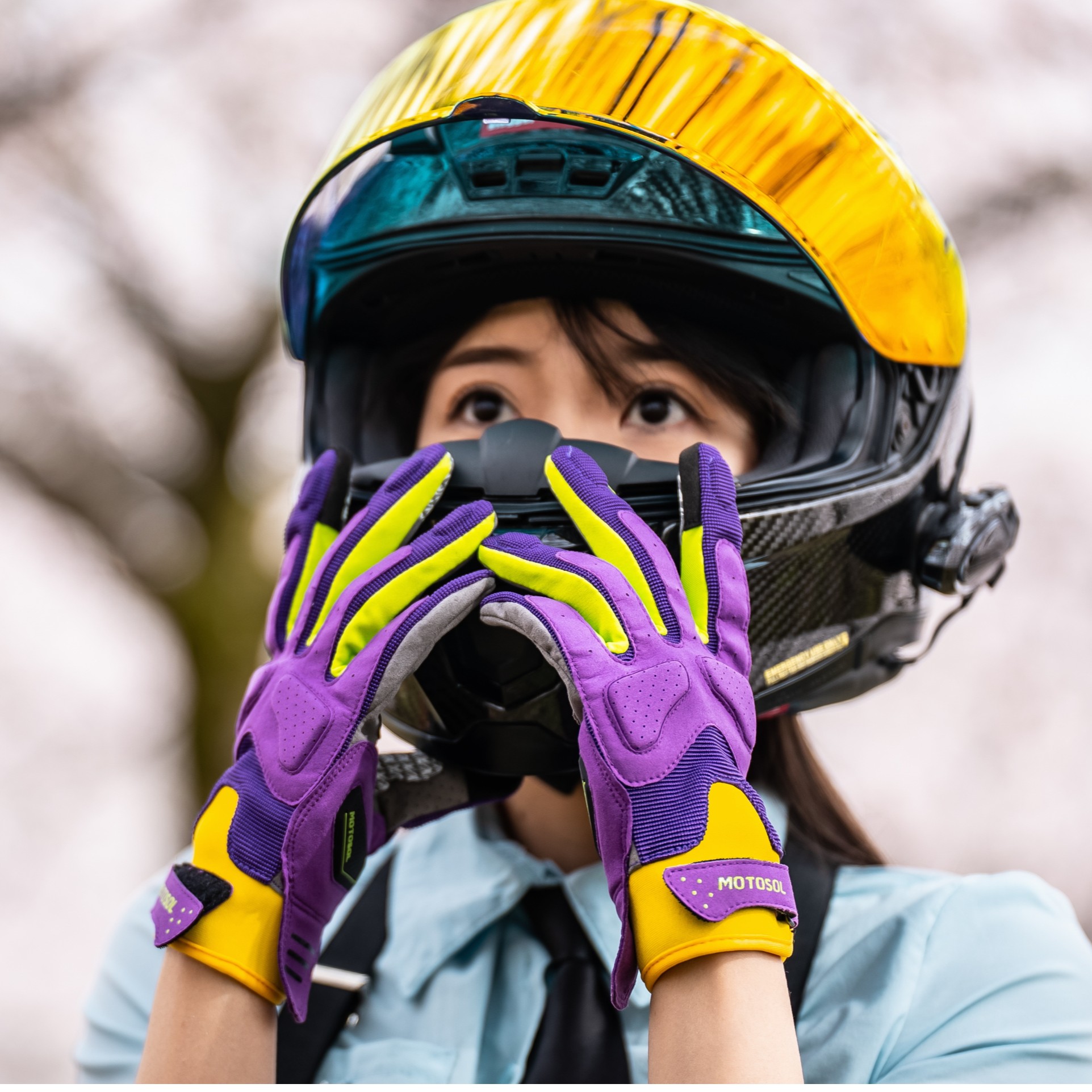 骑士网风和自由 马卡龙复古清风摩托车手套男 女薄款透气夏季骑行