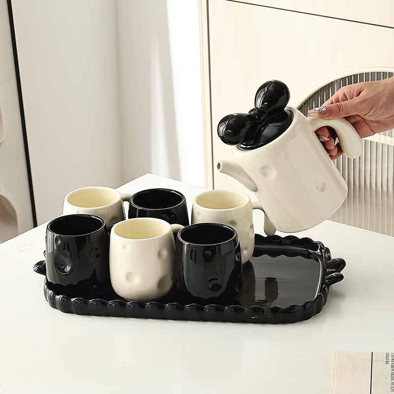 创意简约高颜值水具套装家用待客陶瓷茶壶茶杯大容量喝水杯子水壶