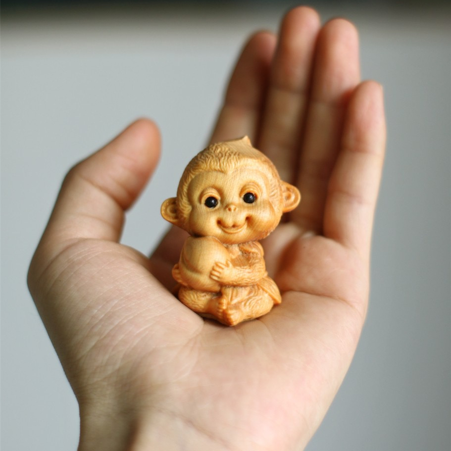 崖柏木高端精品摆件生肖猴小摆件创意摆件汽车工艺品摆件装饰礼品