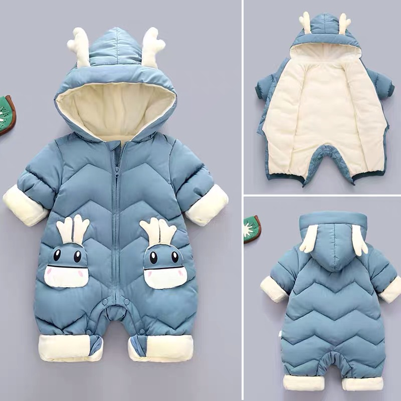 婴幼儿连体衣秋冬季羽绒棉服宝宝冬装外出哈衣爬服冬款新生儿衣服