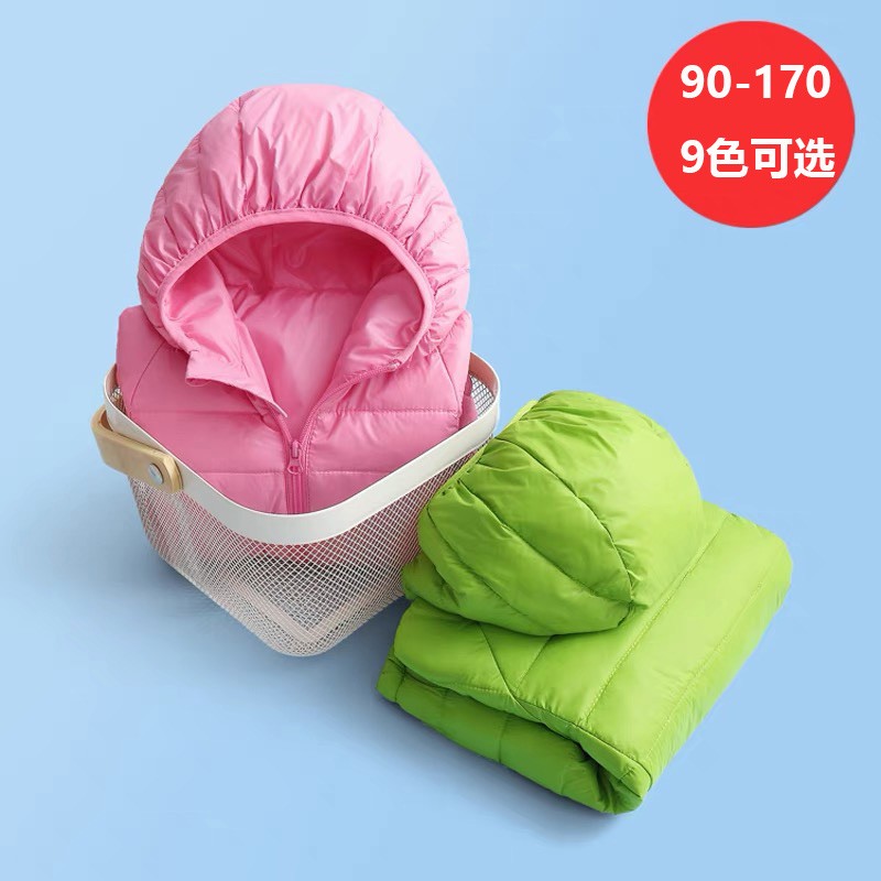 新款白鸭绒儿童羽绒服轻薄款男童女童中大童外套小孩宝宝秋冬童装