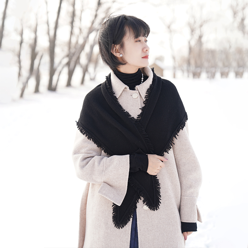 TALMUS/塔拉牧丝秋冬季山羊绒时尚百搭女士针织保暖披肩可披可围
