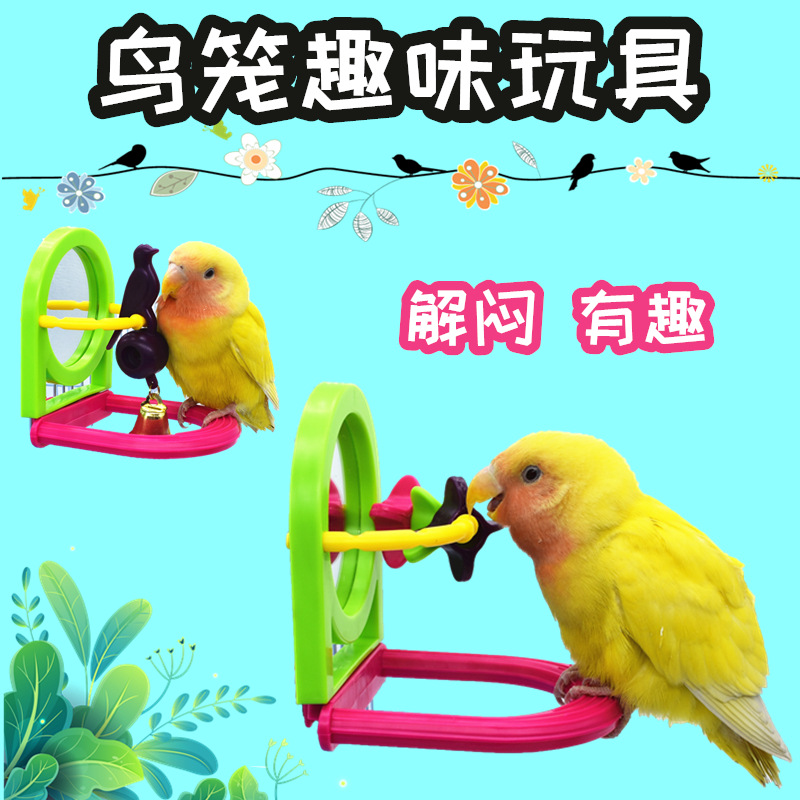 鹦鹉镜子玩具解闷自嗨用品用具鹦鹉站架杆鸟笼站架啃咬小鸟玩具