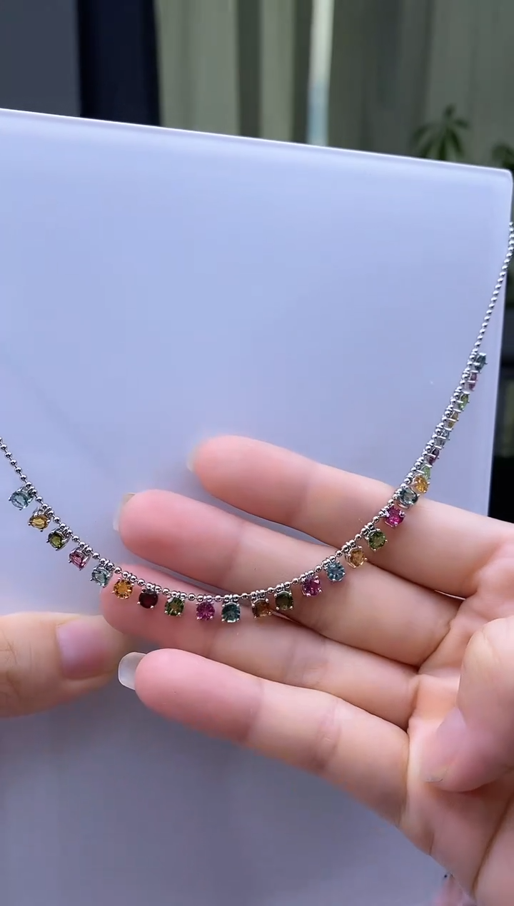【闪购商品】碧玺项链银S925镶嵌23345345354345345345