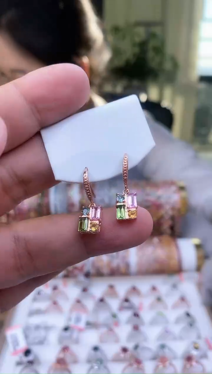 【闪购商品】碧玺耳钩银S925镶嵌2