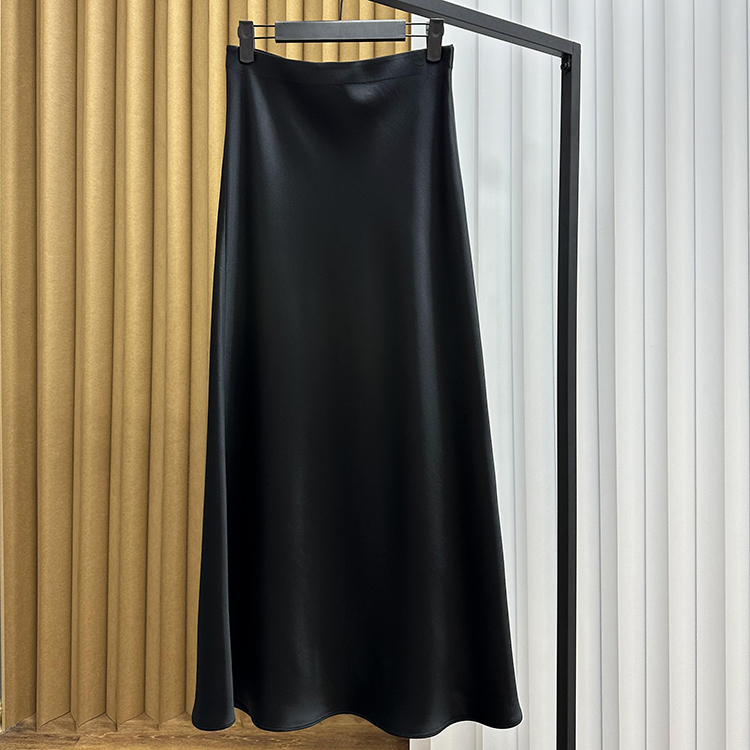 重磅三醋酸  45°斜裁 优雅光泽感缎面松紧腰半身裙小黑裙轻奢A字
