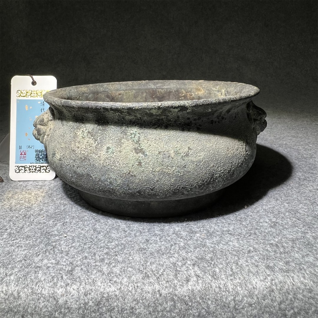 清代狮耳宣德炉/山东省传承文物商店库出82分1011#