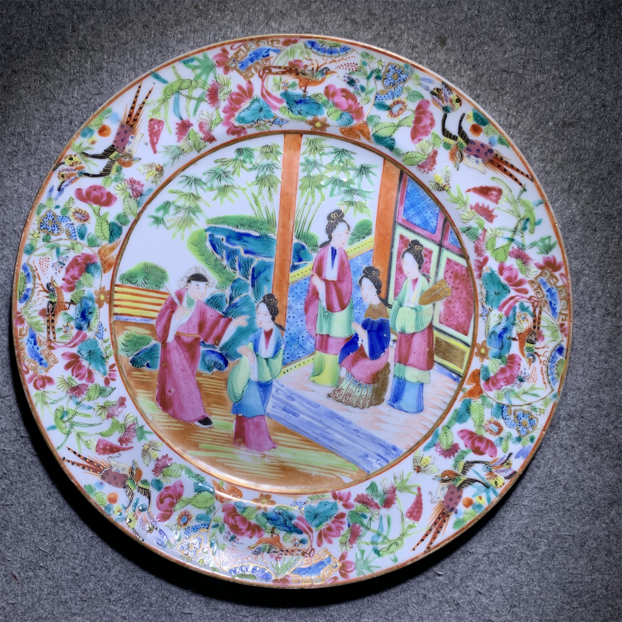 清道光广彩人物盘/山东省传承文物商店库出092306#