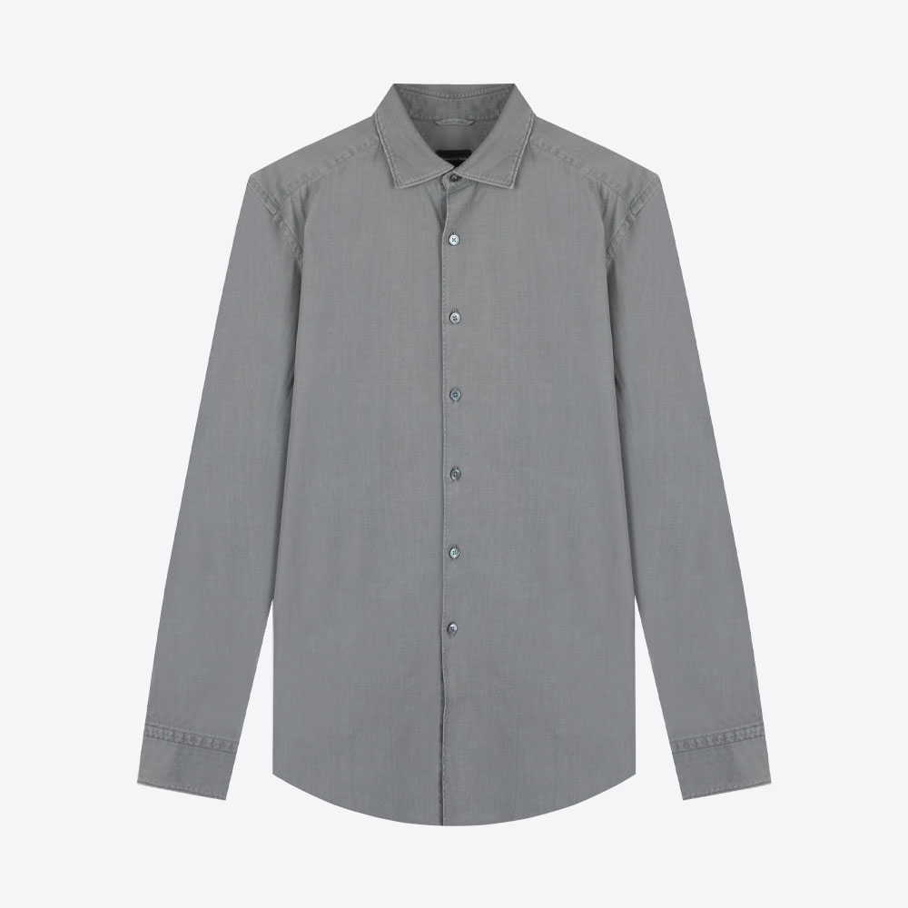 全新未使用 ErmenegildoZegna 杰尼亚新品纯棉翻领男休闲衬衫衬衣